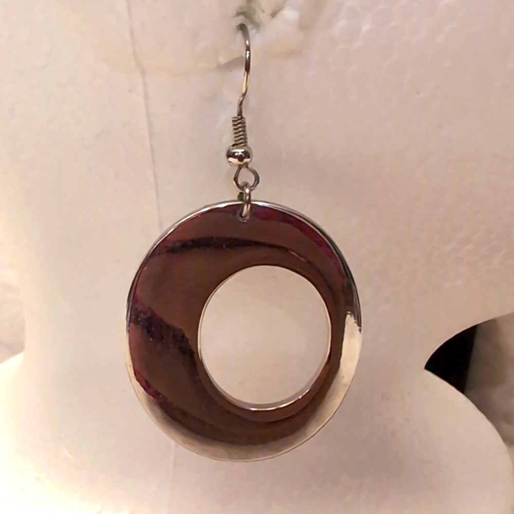 Vintage 80 Silver Toned Oval Earrings